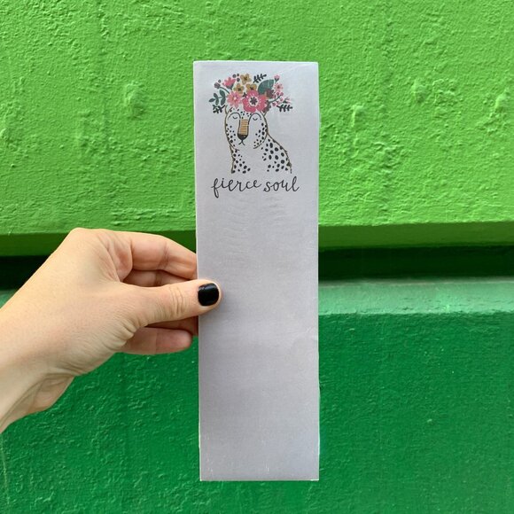 Fierce Soul Cheetah With Floral Crown Design List Notepad | 9.5" x 2.75" | Hold - Picture 1 of 2